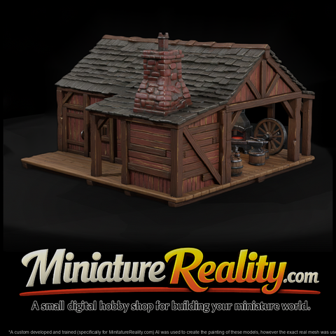 Wild West Fort Blacksmith Wheelwright miniature, three-quarter view
