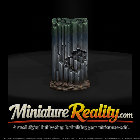 Stylized Damaged Columnar Basalt Pillar