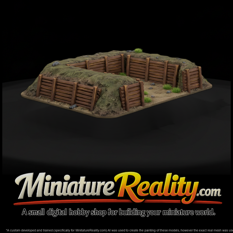 WWII Pacific Revetted Aircraft Shelter miniature, three-quarter view