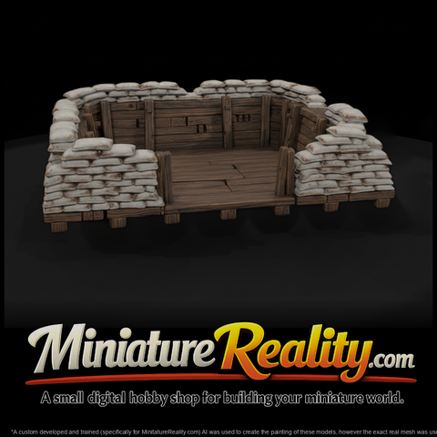 Civil War Sandbag Gun Position miniature, three-quarter view