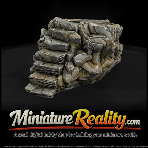 Stylized Ruined Stone Stair Platform — Terrain Prop