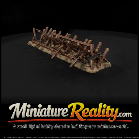 WWII Pacific Beach Obstacle Line miniature, three-quarter view