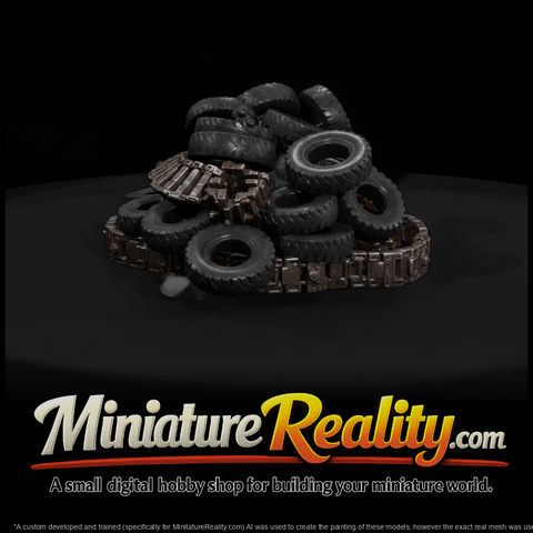 Scrap Pile of Tires and Tank Tracks
