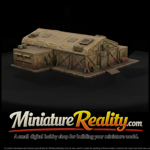 Modern Desert Dfac Tent miniature, three-quarter view