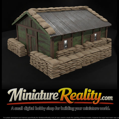 Vietnam Sandbag Chapel miniature, three-quarter view