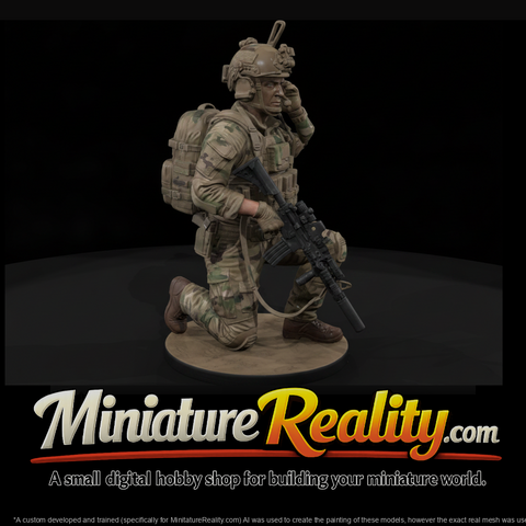 Army Ranger Kneeling on the Radio