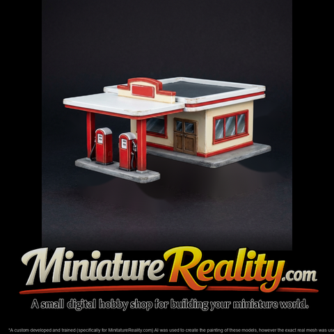 Stylized Mid-Century Gas Station & Layouts