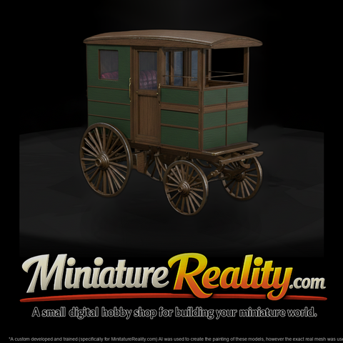 Low Poly Enclosed Vintage Horse Drawn Carriage 3D