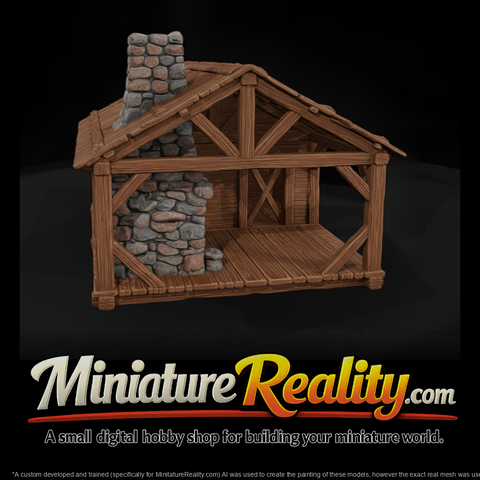 Civil War Field Cookhouse miniature, three-quarter view