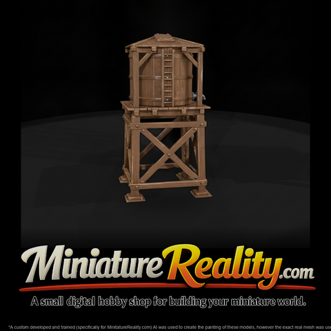Wild West Fort Water Tank Stand miniature, three-quarter view