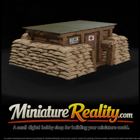 Vietnam Aid Station miniature, three-quarter view