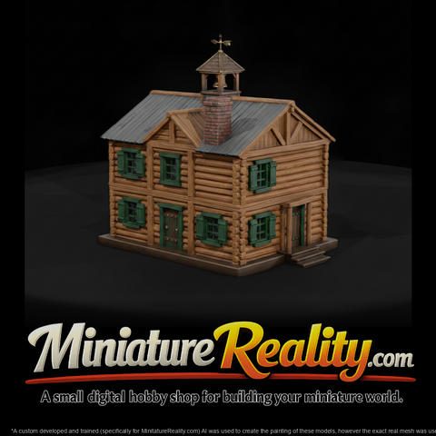 Wild West Fort Post Headquarters miniature, three-quarter view