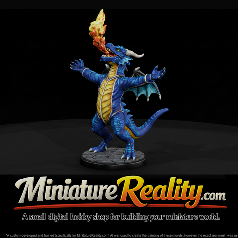 Fire-Breathing Blue Dragon Mascot