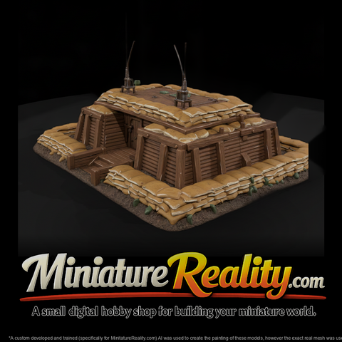 Vietnam TOC Command Bunker miniature, three-quarter view