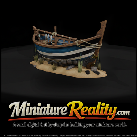 Stylized Beached Wooden Fishing Boat 3D Model Wciu