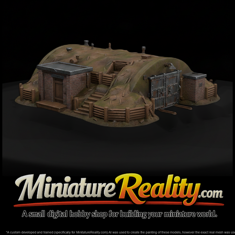 WWII England Bomb Store miniature, three-quarter view