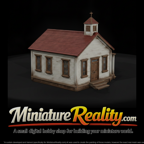 Wild West Fort Chapel miniature, three-quarter view