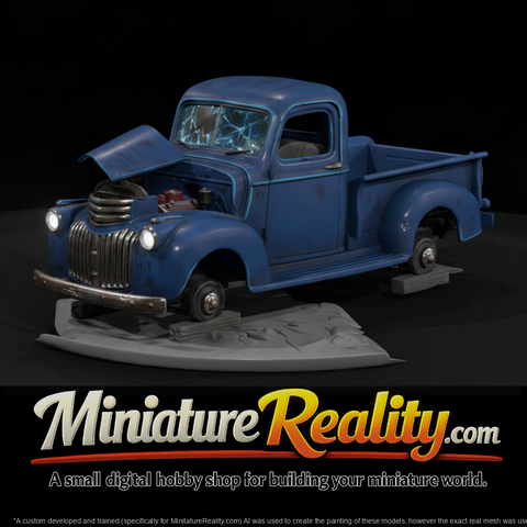 Derelict 1940s Pickup On Blocks