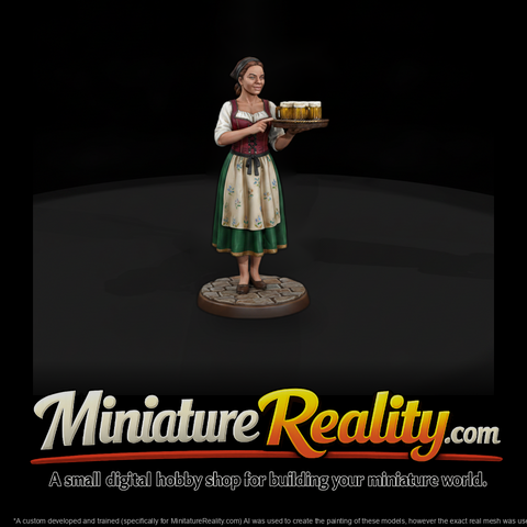 Tavern Barmaid with Beer Tray