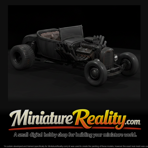 Hot Rod Rat Rod Reaper miniature, three-quarter view