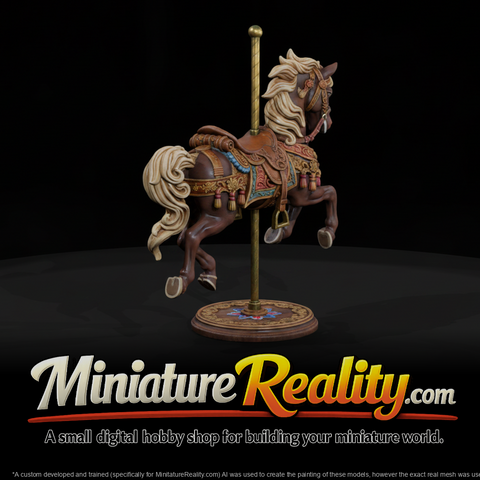 Ride Carousel Horse miniature, three-quarter view