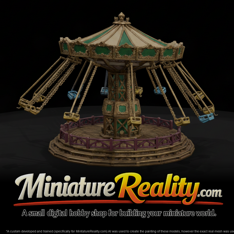 Ride Swing Carousel miniature, three-quarter view