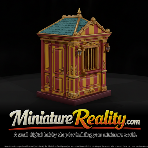 Stall Ticket Booth miniature, three-quarter view