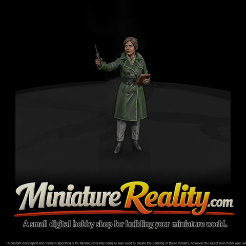 Female Journalist in Trenchcoat — 3D Printable Miniature