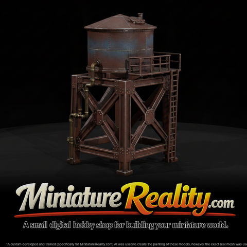 Small Water Tower miniature, three-quarter view