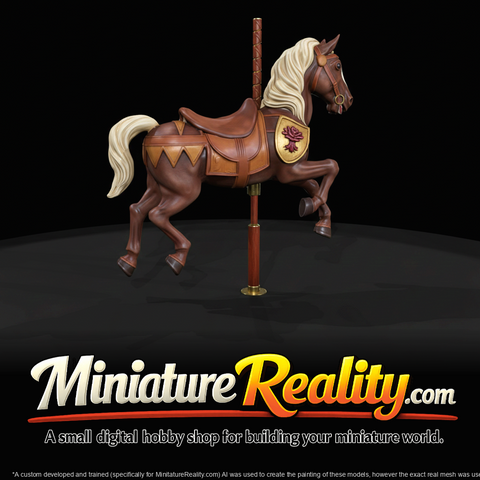 Carousel horse (miniature), three-quarter view