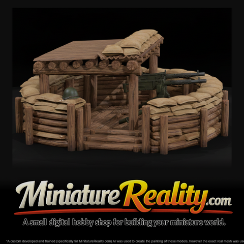Pacific Twin Machine Gun Nest miniature, three-quarter view