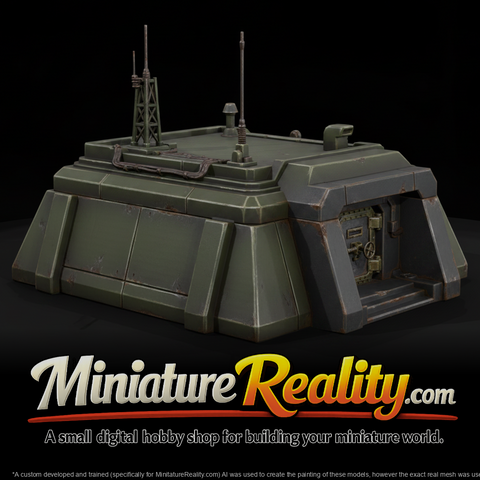 1980s Cold War Hardened Command Bunker miniature, three-quarter view