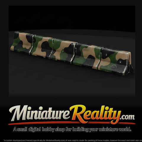 Camouflaged Concrete Jersey Barriers miniature, three-quarter view