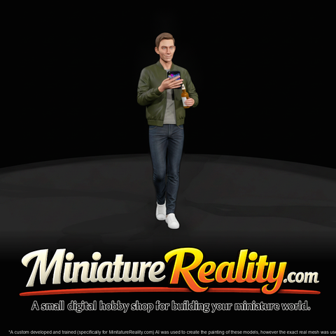 Modern Bar Patron on Phone — Male Figure