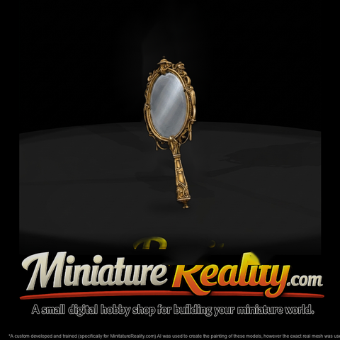 Ornate Rococo Hand Mirror — Miniature Dollhouse Vanity Accessory