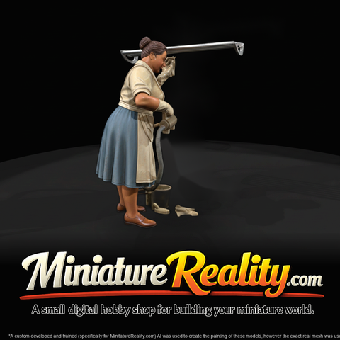 Railroad Coach Interior Cleaner — 1950s Female Attendant Miniature (3D Printable)