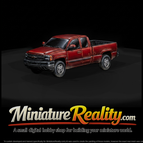 SilveradoStyle Pickup Truck - Crew Cab miniature, three-quarter view