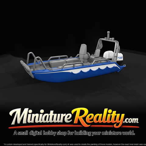 Small Open Motorboat Tender — Rigid-Hull with Outboard Engine (3D Printable Miniature)