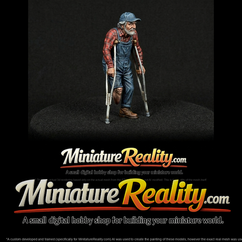 standing male figure on crutches
