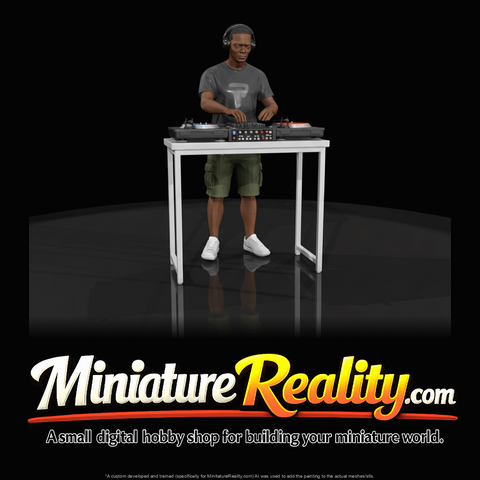 DJ Turntable miniature, three-quarter view