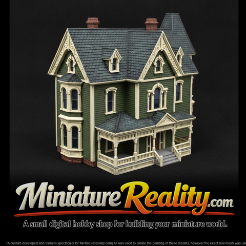 Victorian Mansion — Model & Model Railroads, three-quarter view
