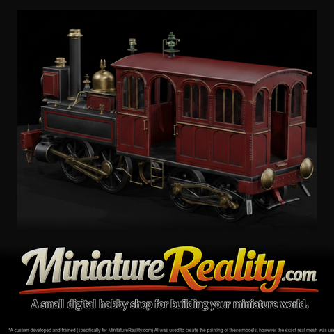 Vintage Steam Locomotive miniature, three-quarter view