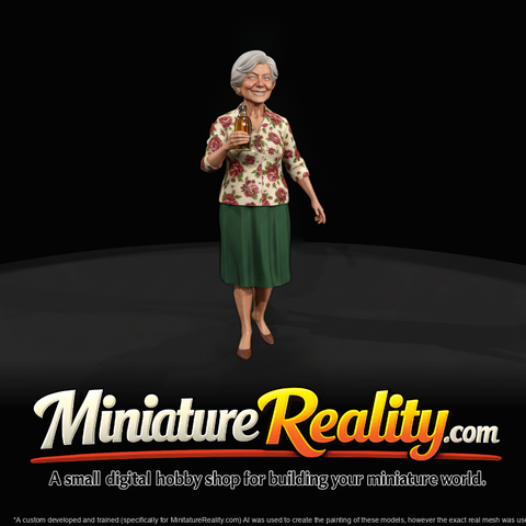 Western Bar: Elderly Couple Chatting (3D Printable Miniature)