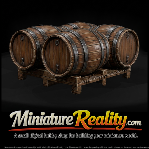 Wooden Wine Barrel Set on Pallet