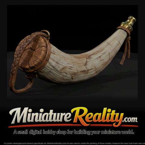 Frontier Powder Horn with Strap miniature, three-quarter view