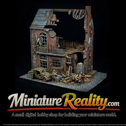 WWII Ruined Townhouse — 3D Printable (Untextured)