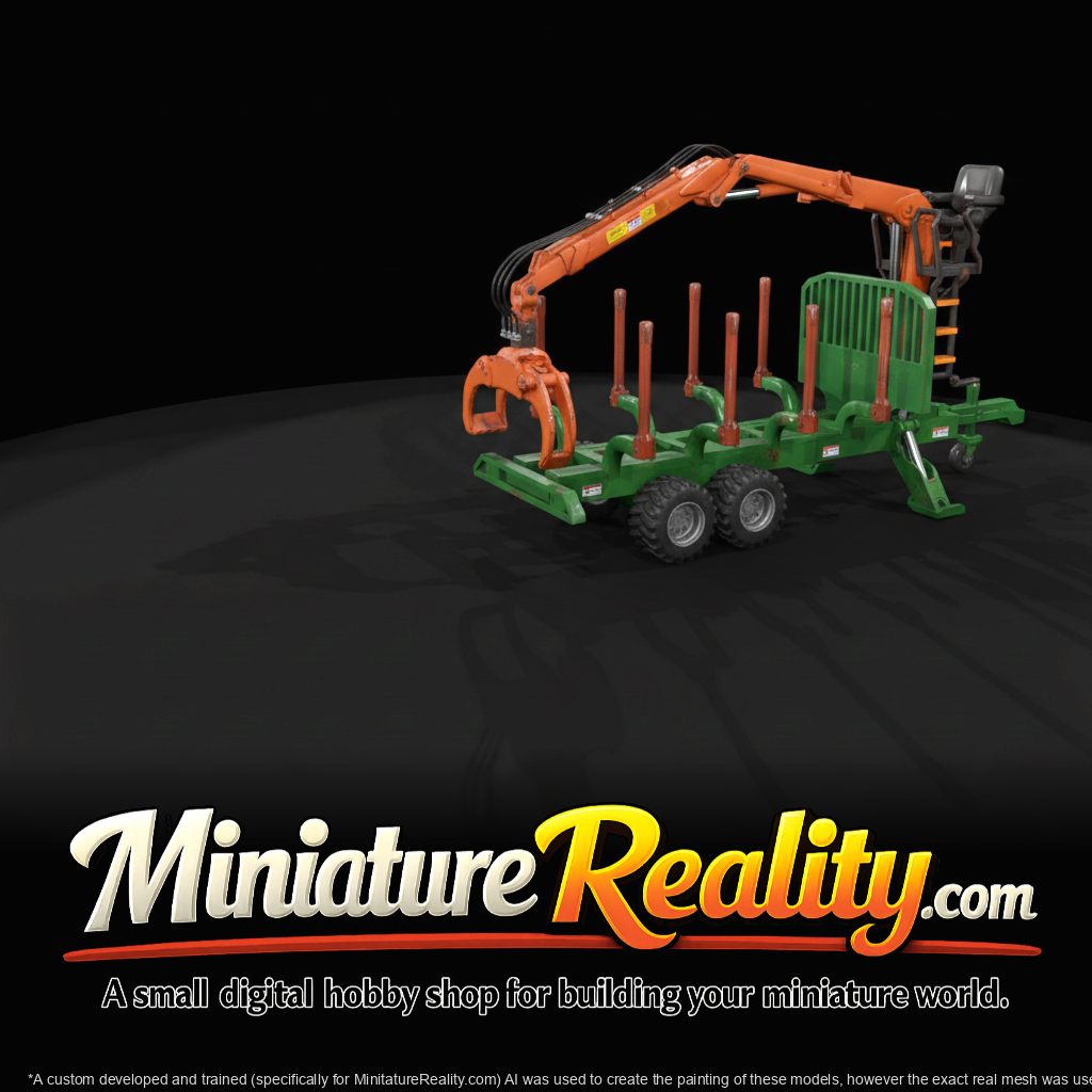 Small logging trailer with loader