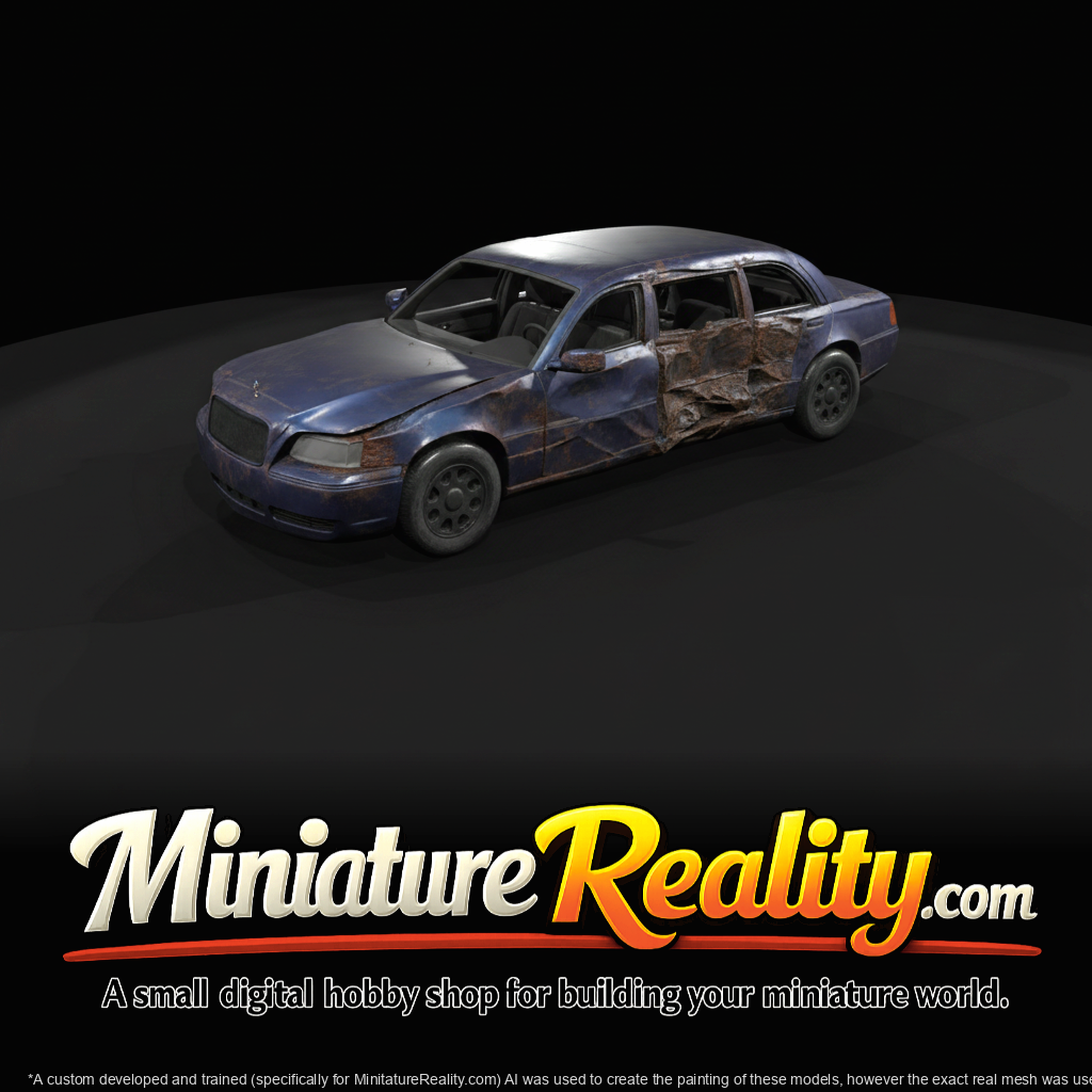Wrecked modern limousine