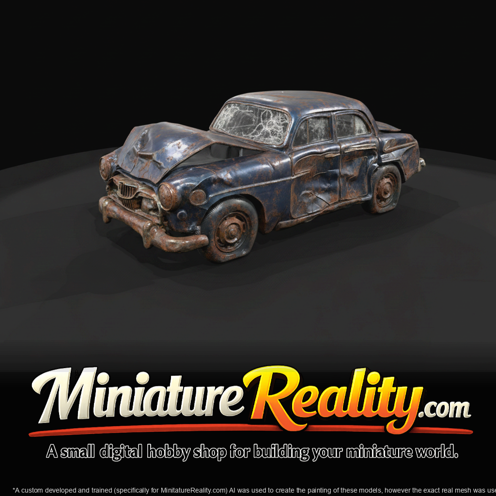 Vintage Style (2010s-2020s) — crashed modern vehicle