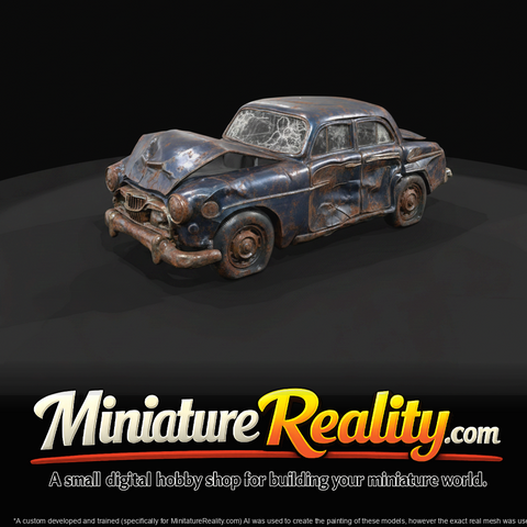 Vintage Style (2010s-2020s) — crashed modern vehicle